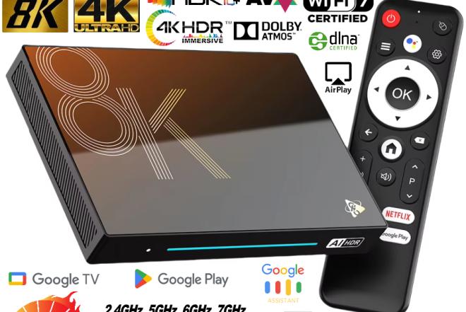 NAUJAS! 8K ULTRA MAX TV-BOX-VIRŠ 1000 GOOGLE TV-KANALŲ NEMOKAMAI!-0